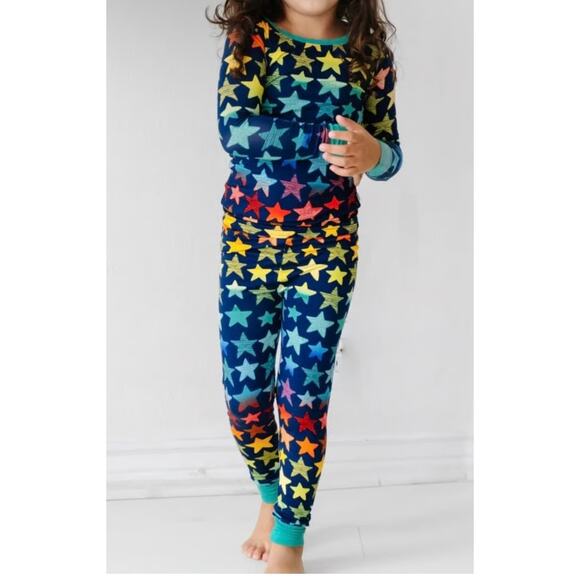 Little Sleepies Bamboo 2pc Pajama Pant Set 3T Toddler Shades of Stars - Picture 2 of 7